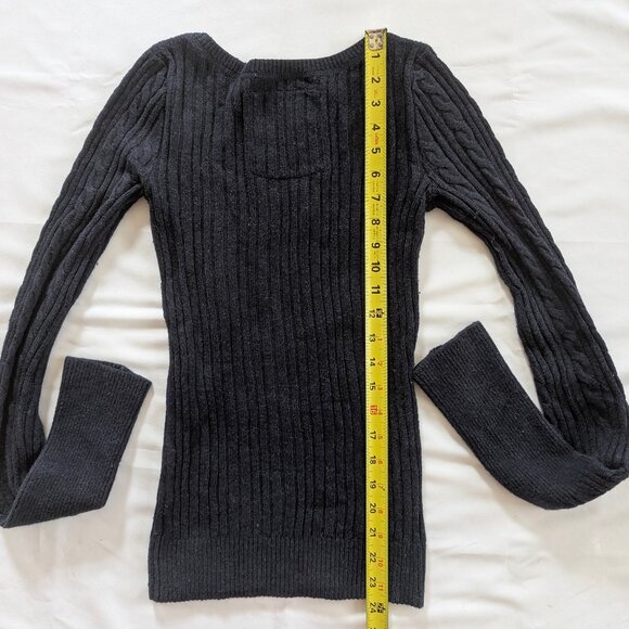 Hollister Cable Knit Sweater Navy Blue Women's Medium Long Sleeve Scoop Neck M - Picture 6 of 6